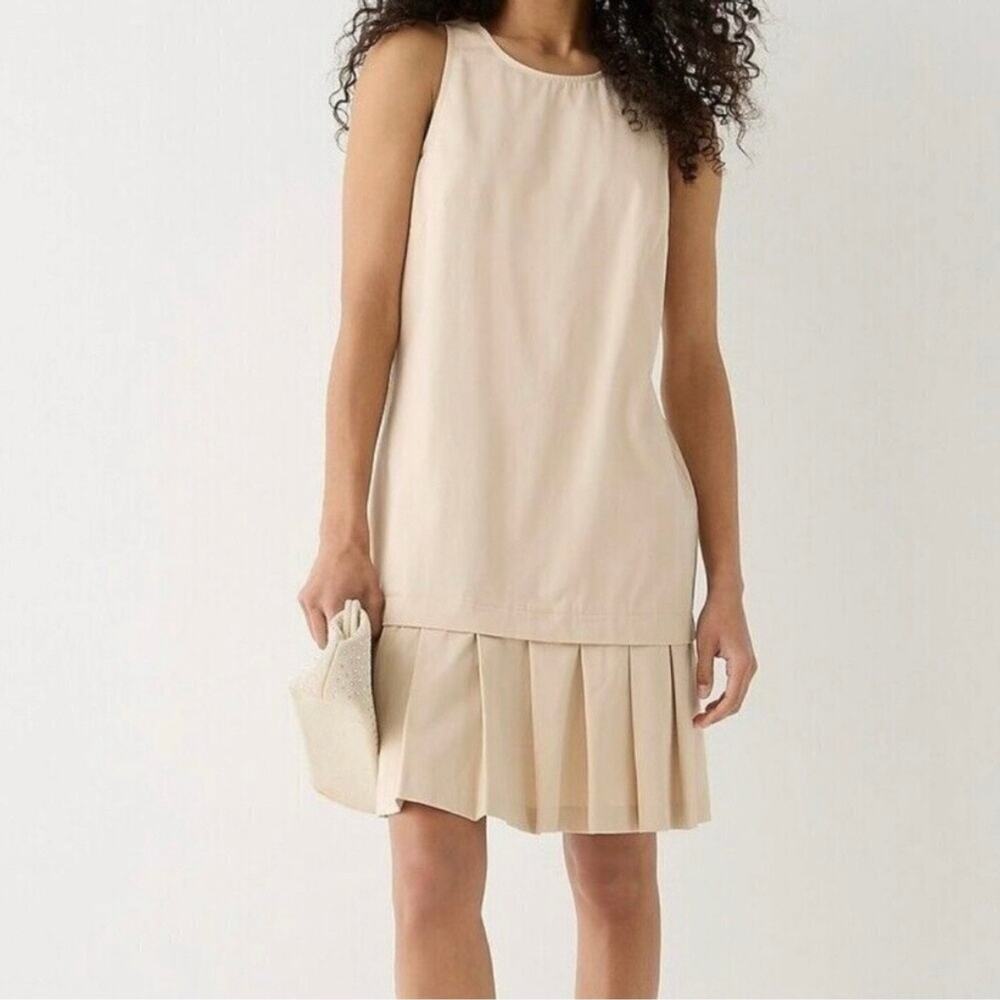 J Crew Tan Pleated Hem Shift Dress - size 2X